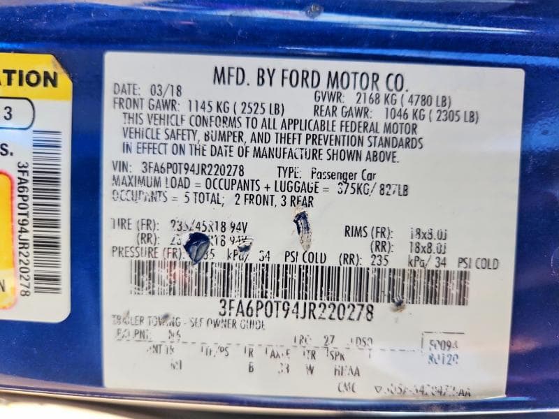 2018 FORD FUSION SE 13
