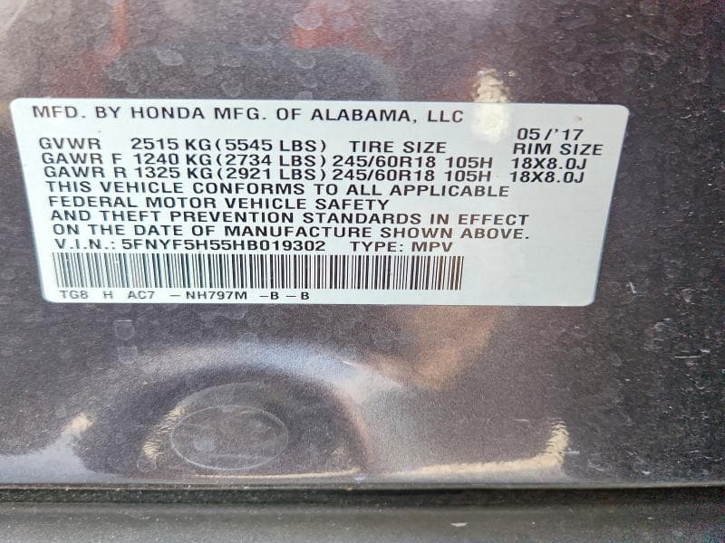 2017 HONDA PILOT EXL 13