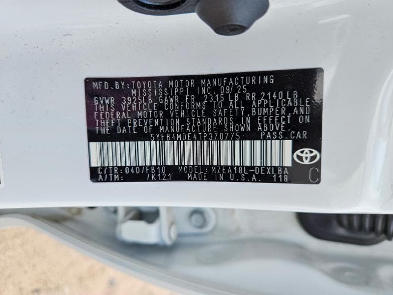 2026 TOYOTA COROLLA LE 12