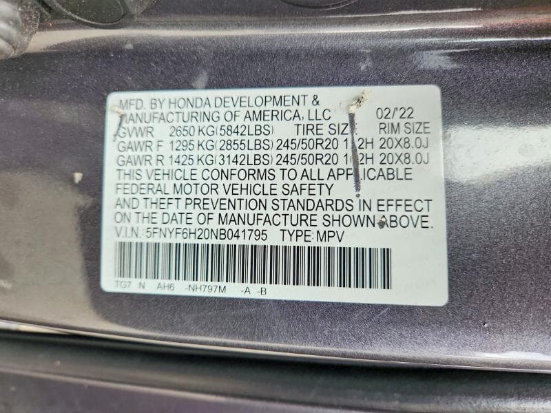 2022 HONDA PILOT SE 13