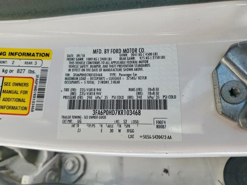2019 FORD FUSION SE 13