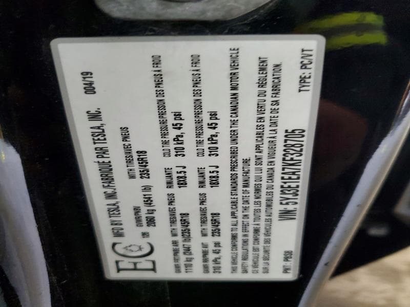 2019 TESLA MODEL 3 12