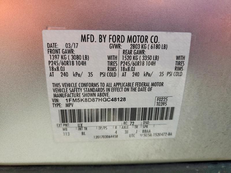 2017 FORD EXPLORER XLT 14