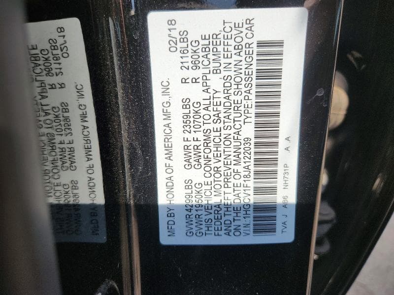2018 HONDA ACCORD LX 12