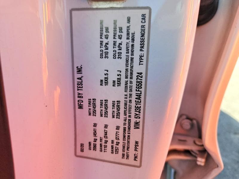 2020 TESLA MODEL 3 13