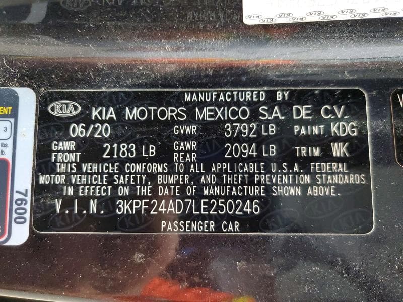 2020 KIA FORTE FE 12
