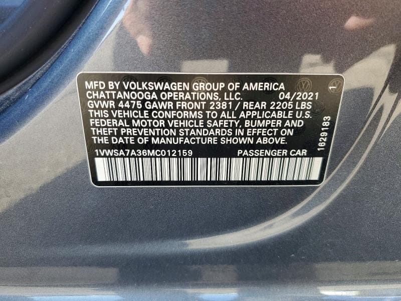 2021 VOLKSWAGEN PASSAT SE 12