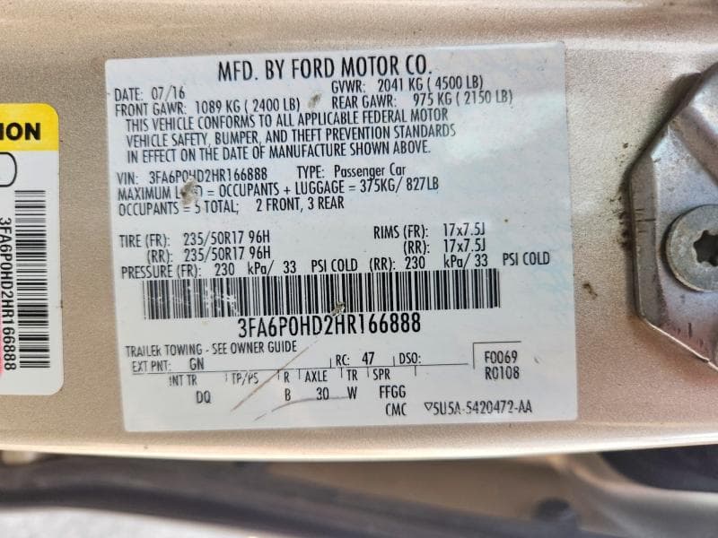2017 FORD FUSION SE 12