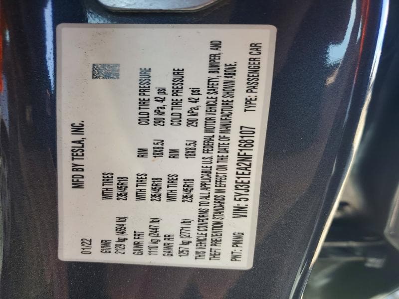 2022 TESLA MODEL 3 13