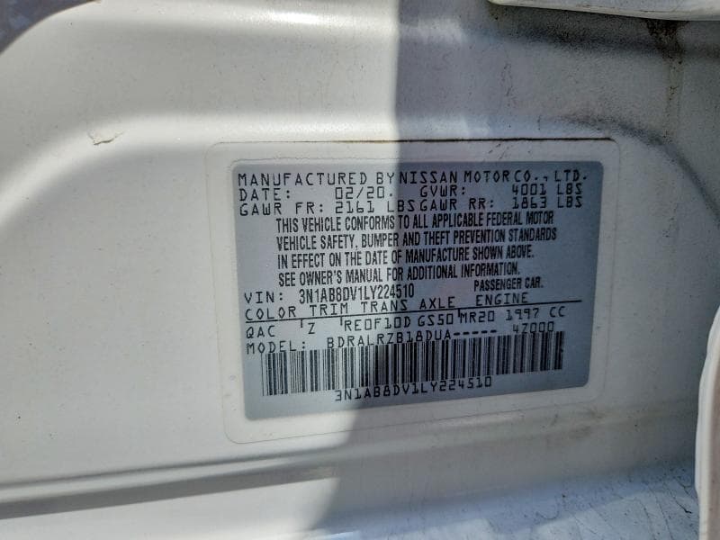 2020 NISSAN SENTRA SR 12
