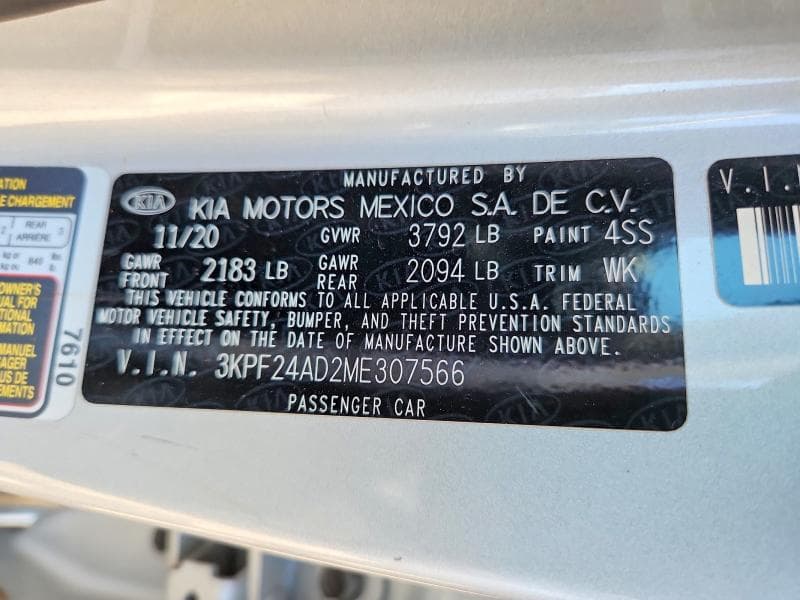 2021 KIA FORTE LXS 12