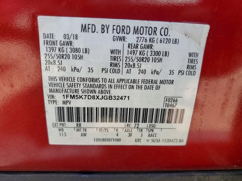 2018 FORD EXPLORER XLT 13