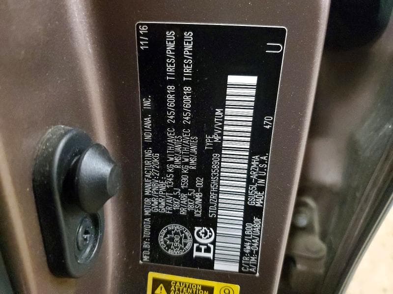 2017 TOYOTA HIGHLANDER XLE 12