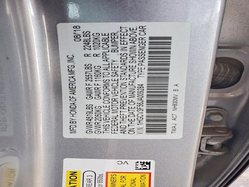 2018 HONDA ACCORD HYBRID EXL 12