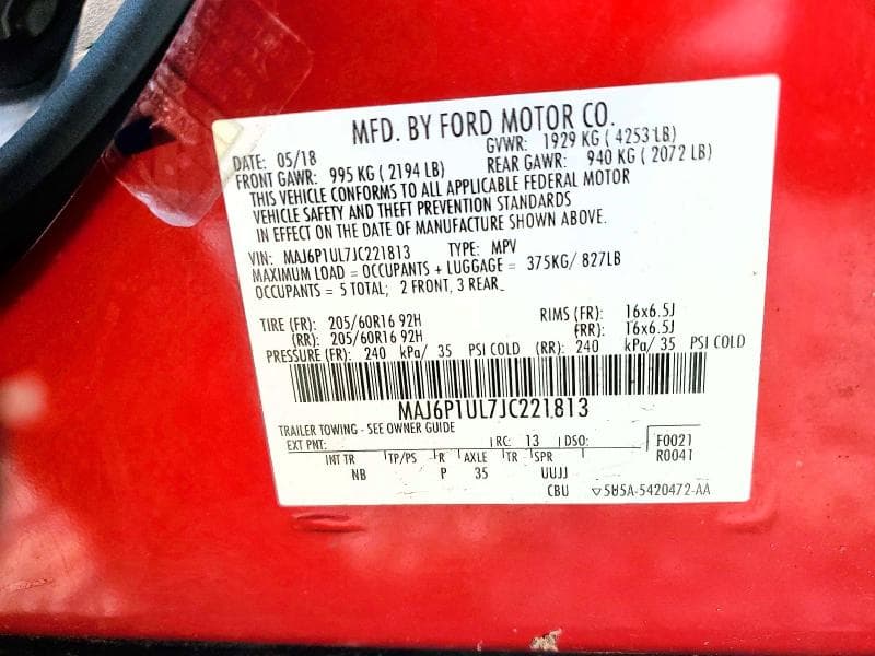 2018 FORD ECOSPORT SE 13