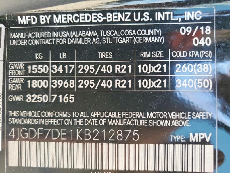 2019 MERCEDES-BENZ GLS 550 4MATIC 12