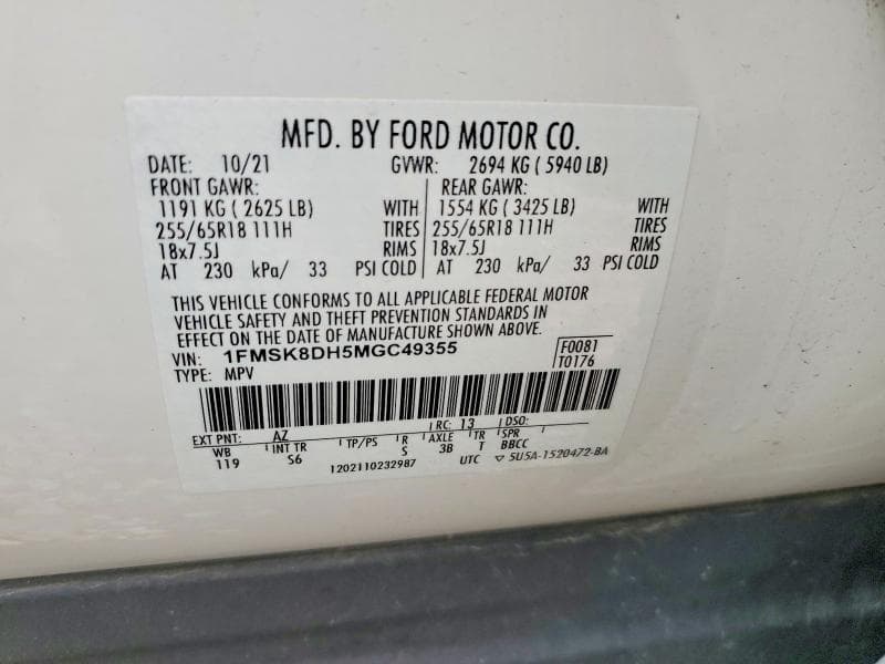 2021 FORD EXPLORER XLT 12