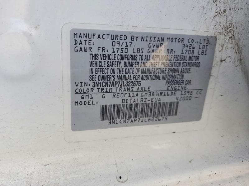 2018 NISSAN VERSA SV 12