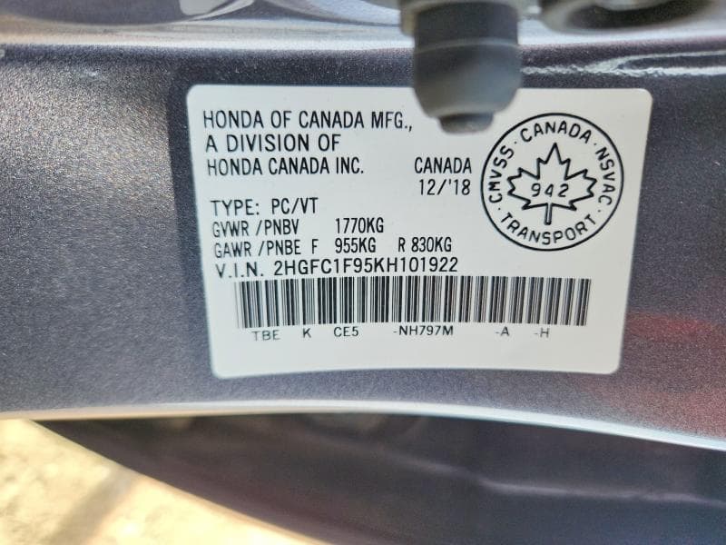 2019 HONDA CIVIC TOURING 12