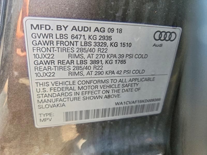 2019 AUDI Q8 PRESTIGE 12