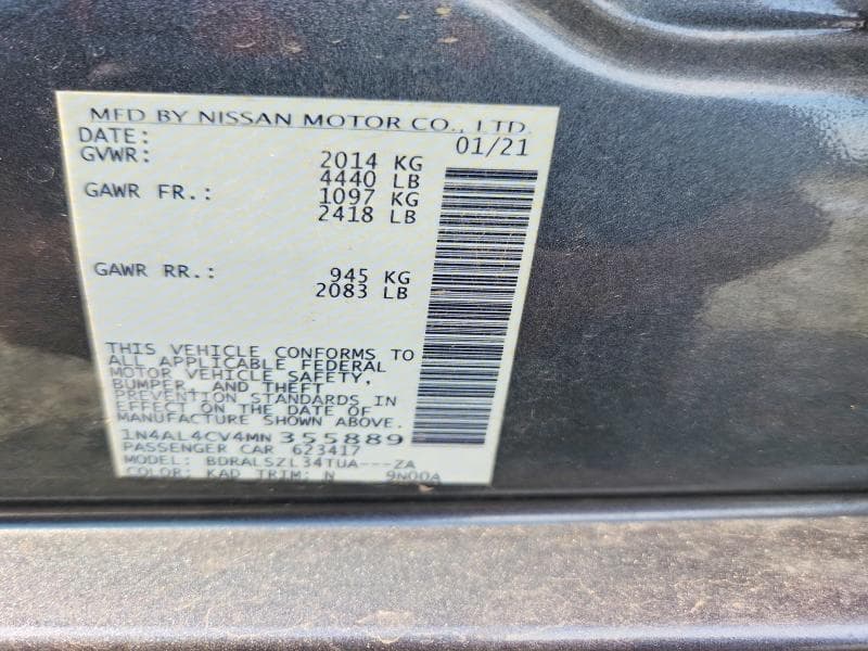 2021 NISSAN ALTIMA SR 12