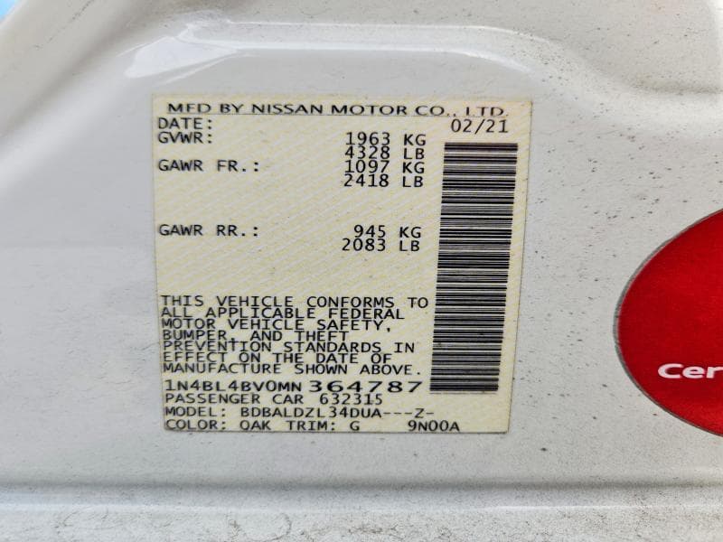 2021 NISSAN ALTIMA S 13