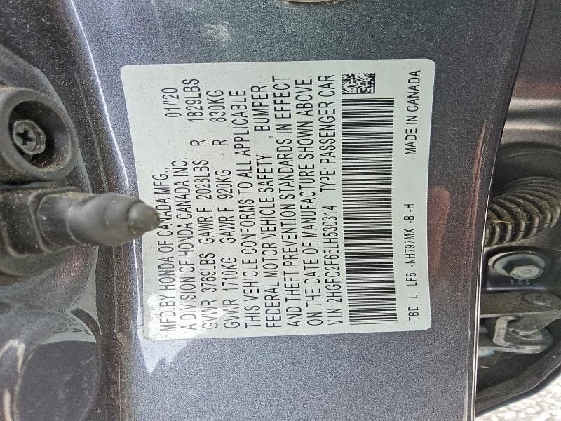 2020 HONDA CIVIC LX 12