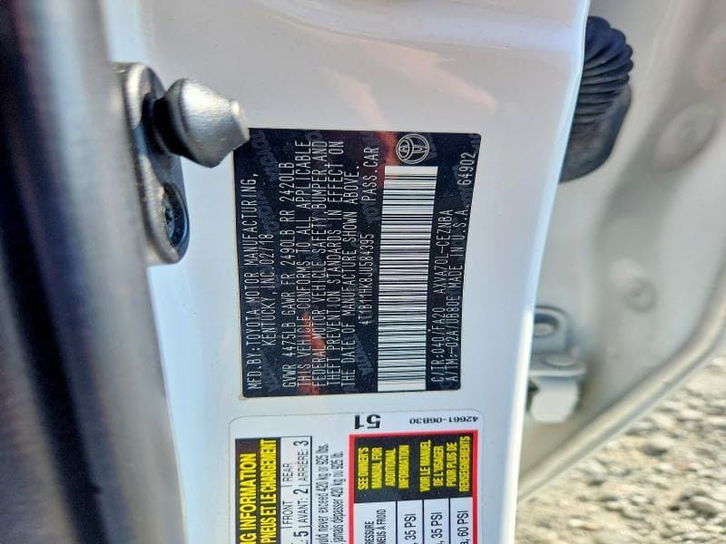 2018 TOYOTA CAMRY LE 12