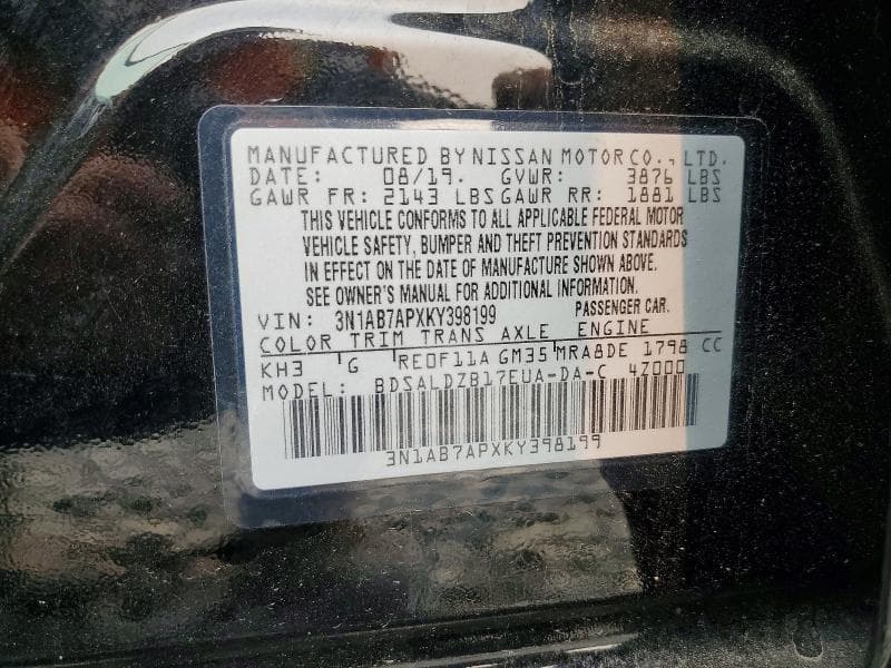 2019 NISSAN SENTRA SV 12