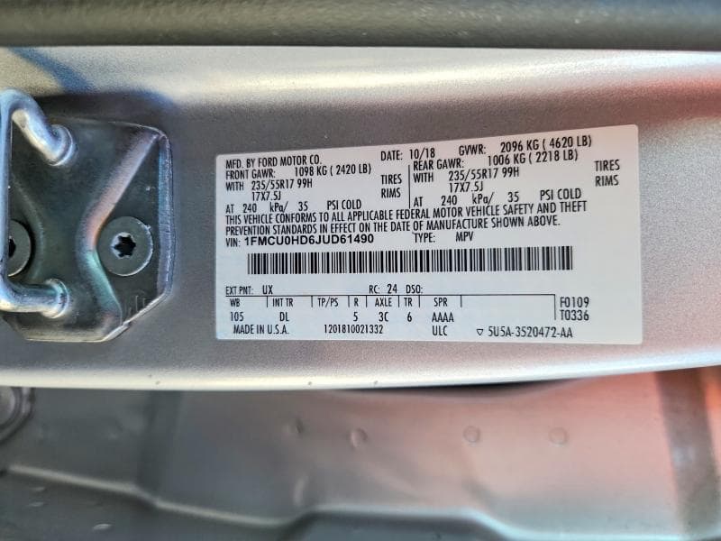 2018 FORD ESCAPE SEL 13