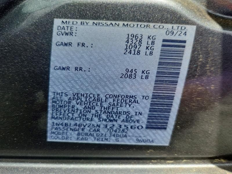 2025 NISSAN ALTIMA S 12