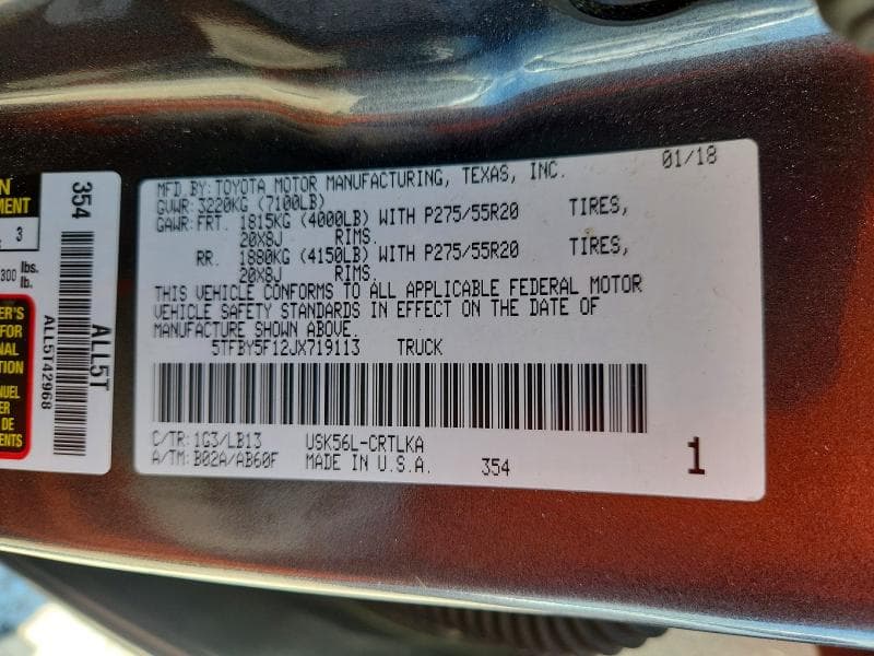 2018 TOYOTA TUNDRA DOUBLE CAB LIMITED 12
