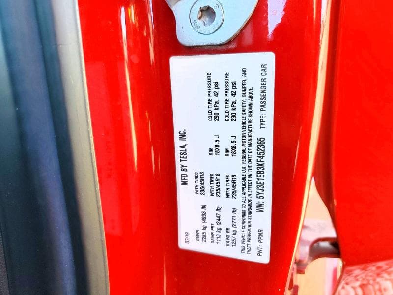 2019 TESLA MODEL 3 12