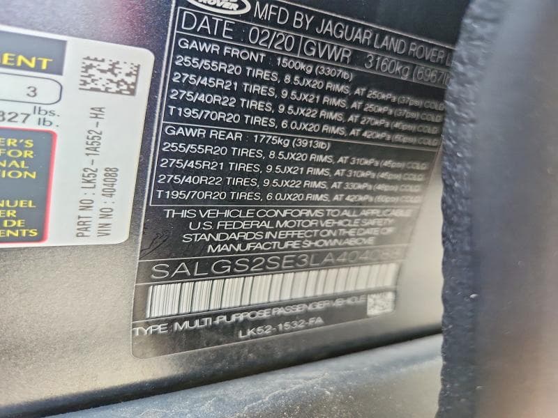 2020 LAND ROVER RANGE ROVER P525 HSE 13