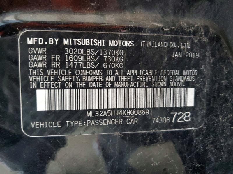 2019 MITSUBISHI MIRAGE LE 13