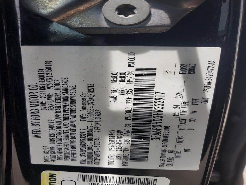 2017 FORD FUSION SE 12