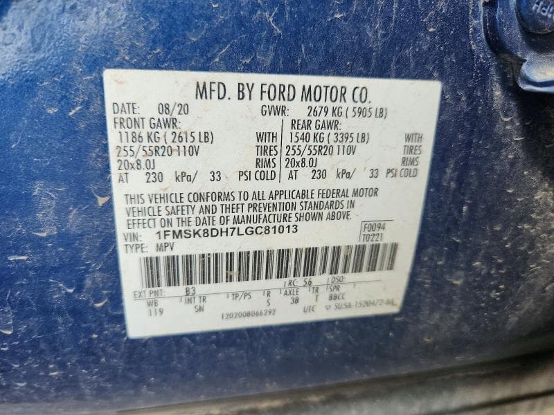 2020 FORD EXPLORER XLT 13
