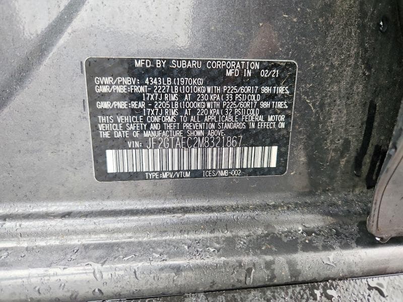 2021 SUBARU CROSSTREK PREMIUM 14