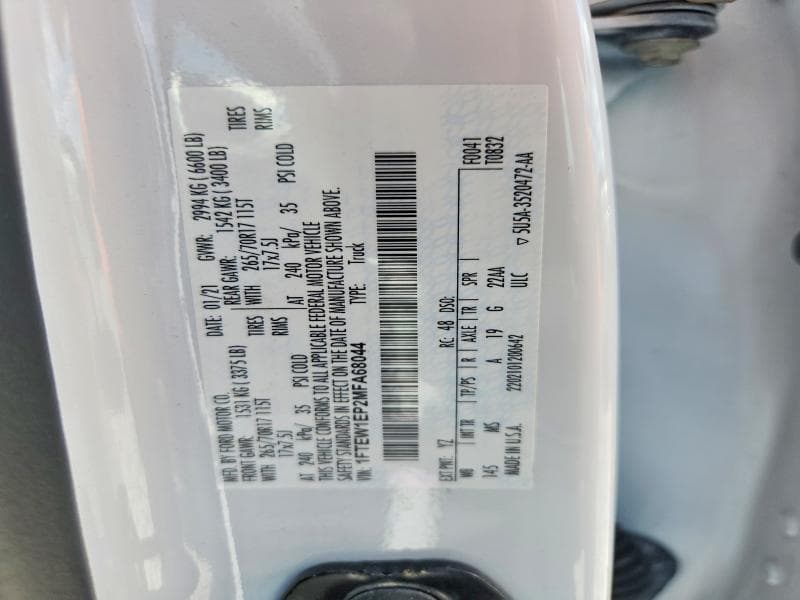 2021 FORD F150 SUPERCREW 12