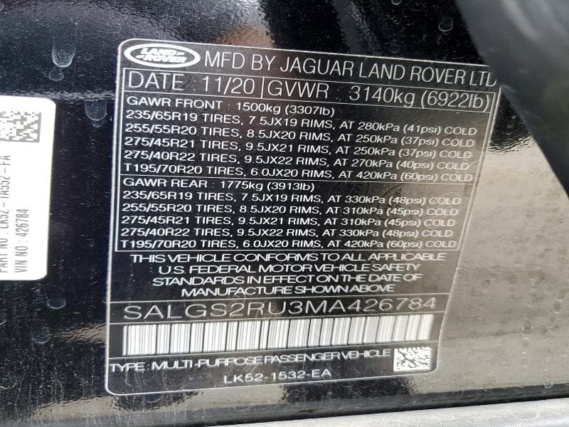 2021 LAND ROVER RANGE ROVER HSE WESTMINSTER EDITION 14