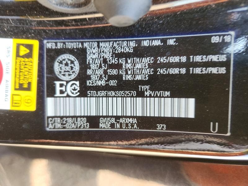 2019 TOYOTA HIGHLANDER HYBRID 13