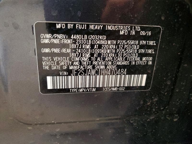2017 SUBARU FORESTER 2.5I TOURING 13
