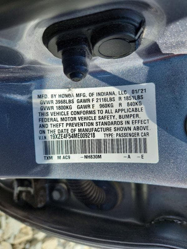 2021 HONDA INSIGHT EX 12