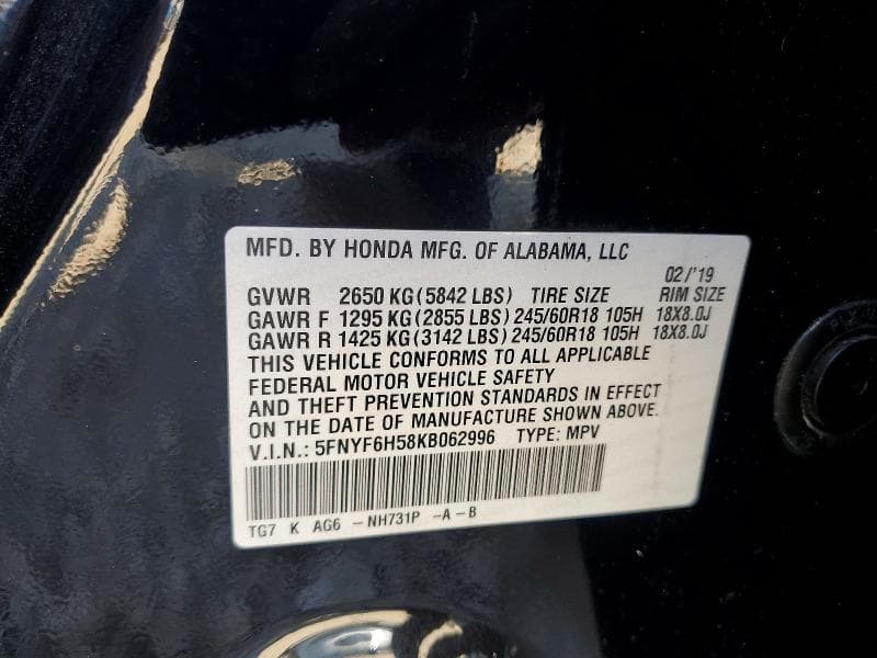 2019 HONDA PILOT EXL 13
