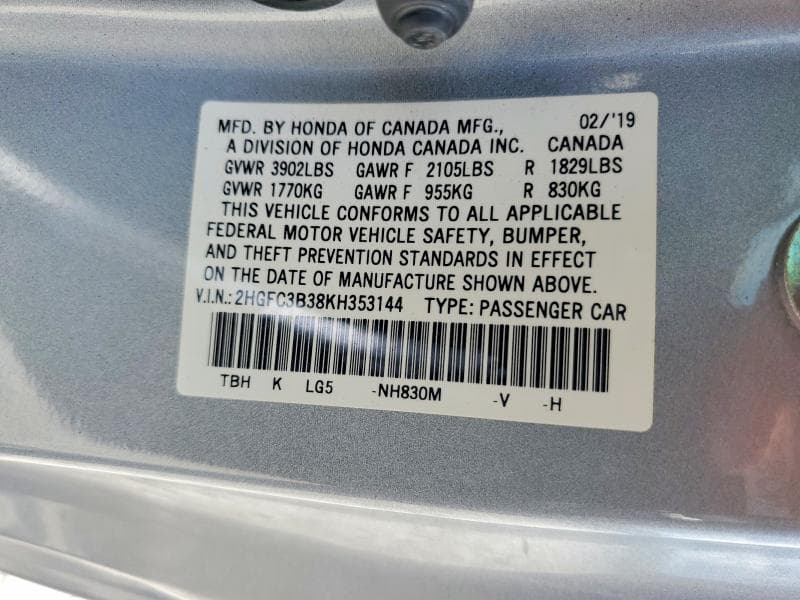 2019 HONDA CIVIC EX 13