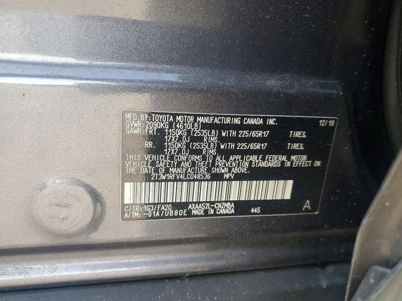 2020 TOYOTA RAV4 XLE 13