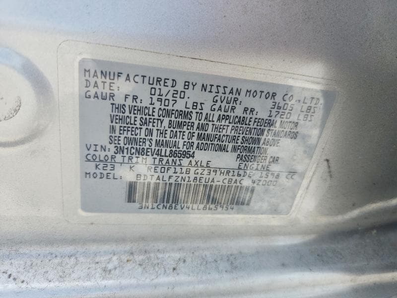 2020 NISSAN VERSA SV 12