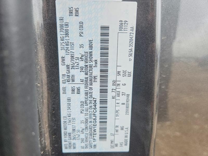 2018 FORD F150 SUPERCREW 12