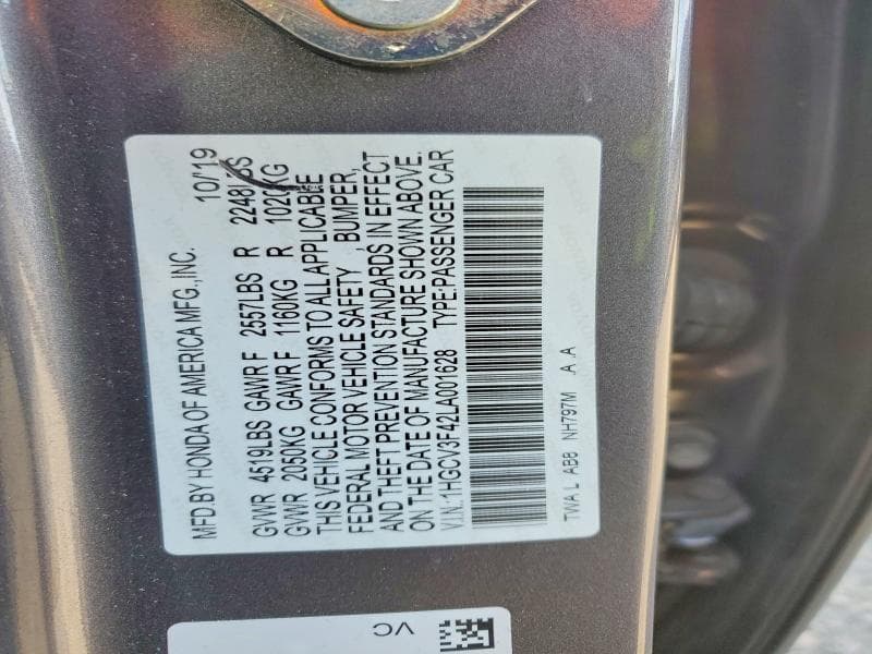 2020 HONDA ACCORD HYBRID EX 12
