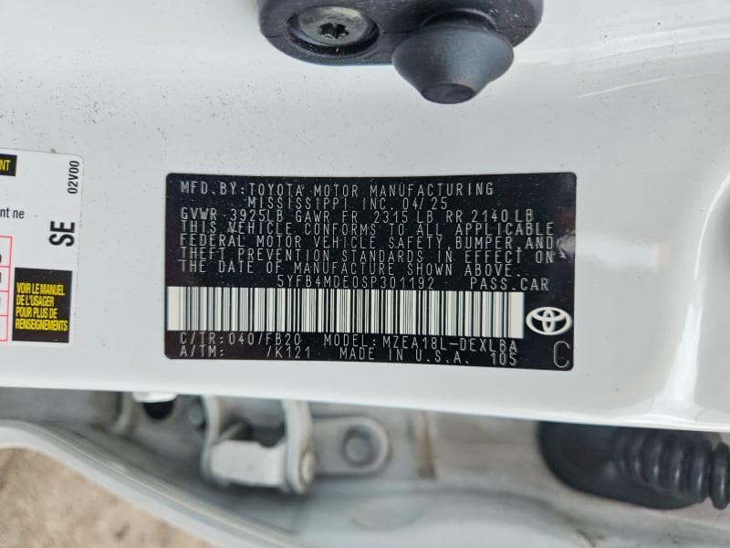 2025 TOYOTA COROLLA LE 13